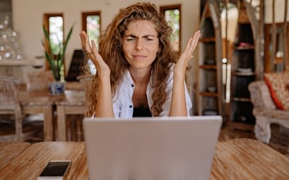 photo of woman showing frustrations on her face